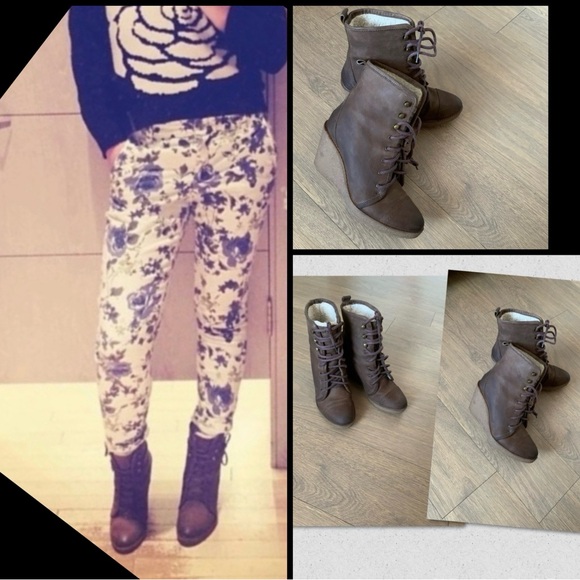 Aldo Genuine Leather Wedge Boots, Size 7 - Picture 1 of 16